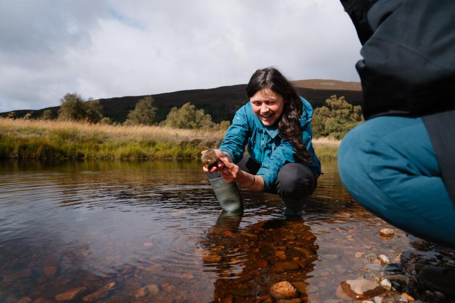 Nature Based Solutions Officer, Moya, monitoring the River Dee