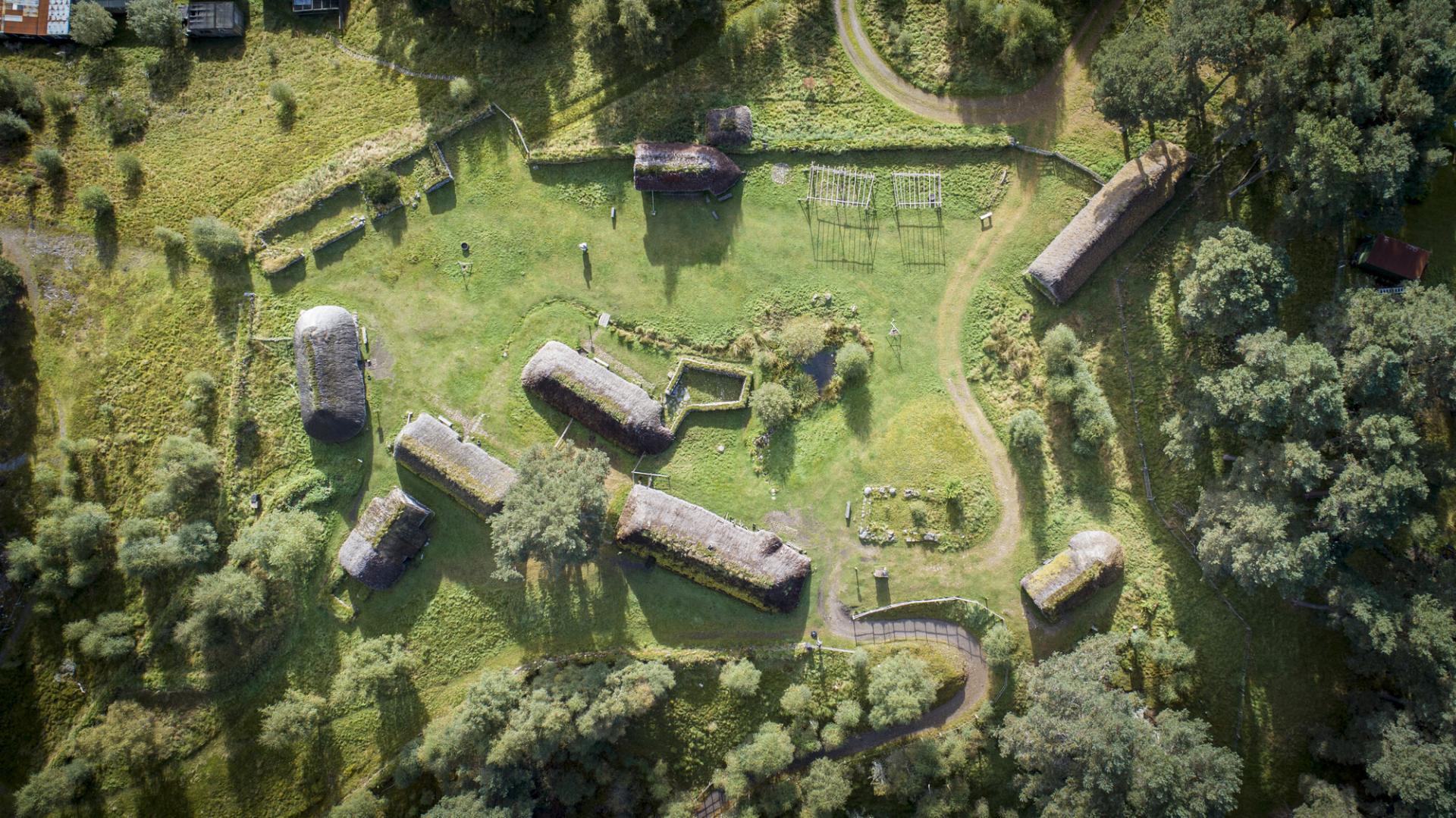 Aerial view of the Highland Folk Museum in Newtonmore.