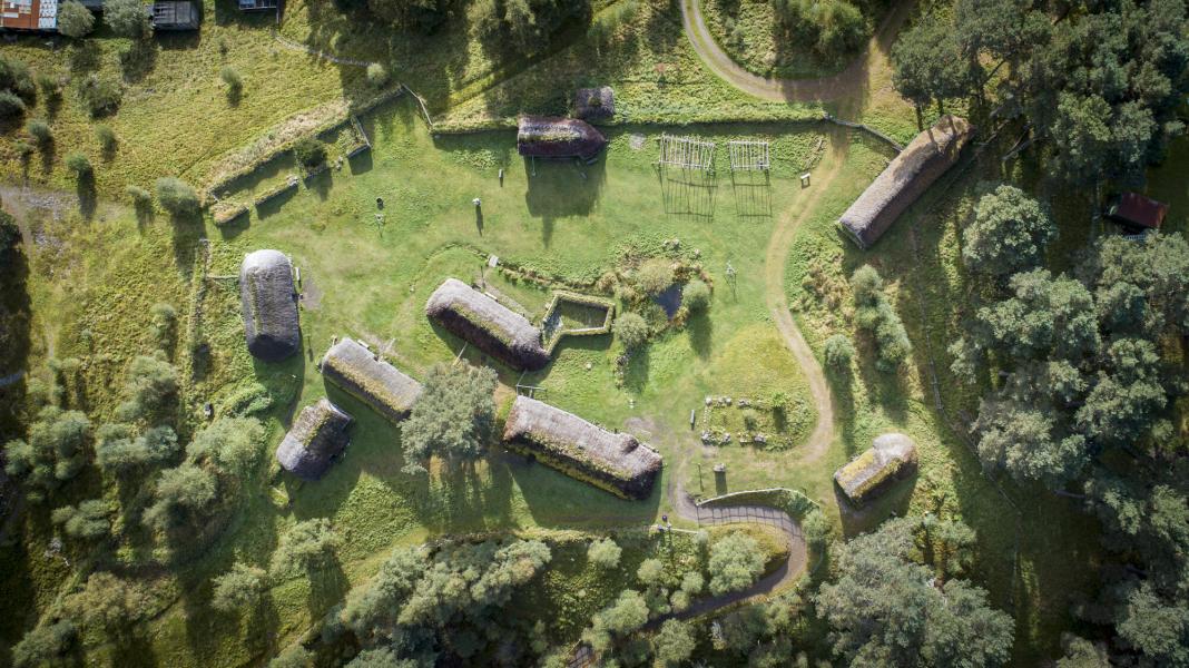 Aerial view of the Highland Folk Museum in Newtonmore.