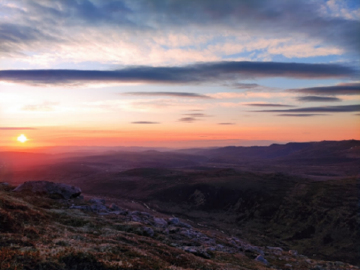 Sunset over a mountain range