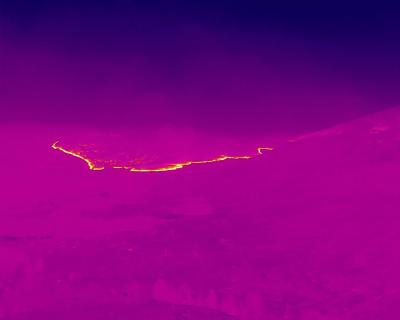 Image showing the spread of wildfire, taken from a thermal drone.