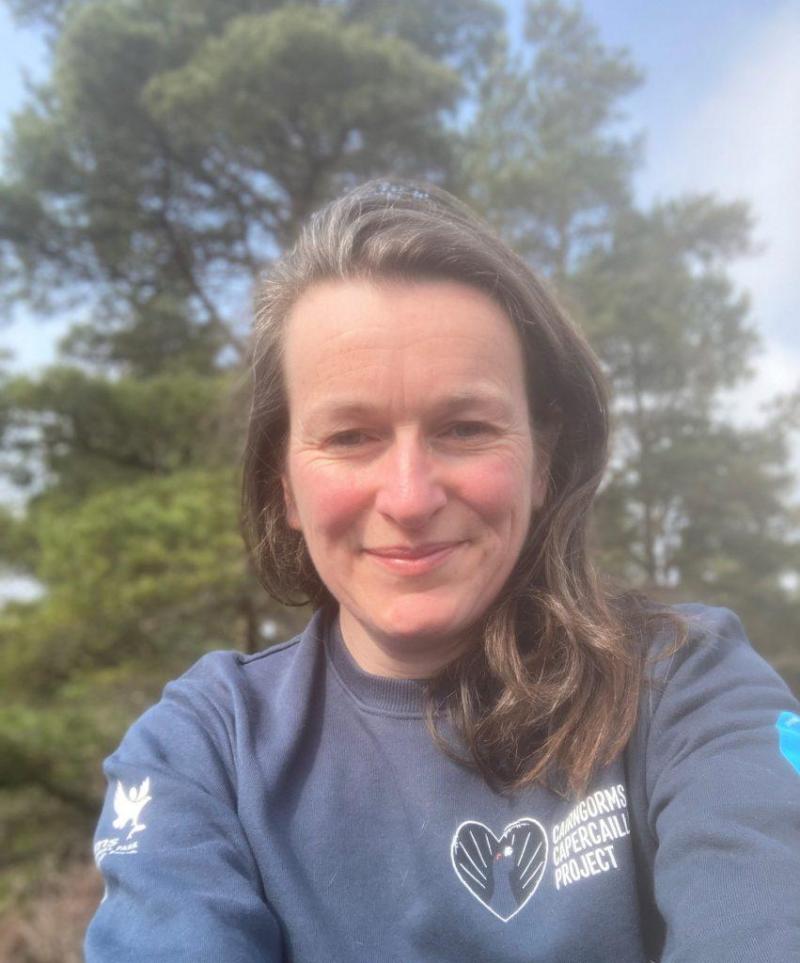 Helen Gray, Capercaillie Advisory Assistant on the Cairngorms Capercaillie Project