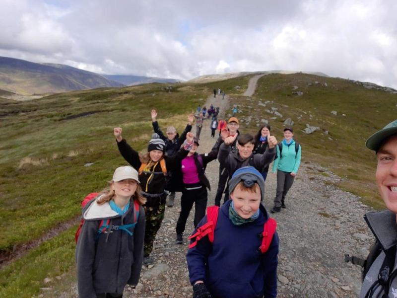 Junior Rangers climbing Glas Maol