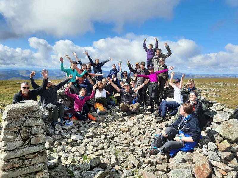 Junior Rangers at the summit of Glas Maol