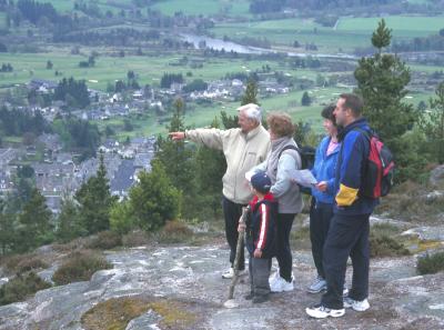 Family on top Craigendarroch above Ballater.