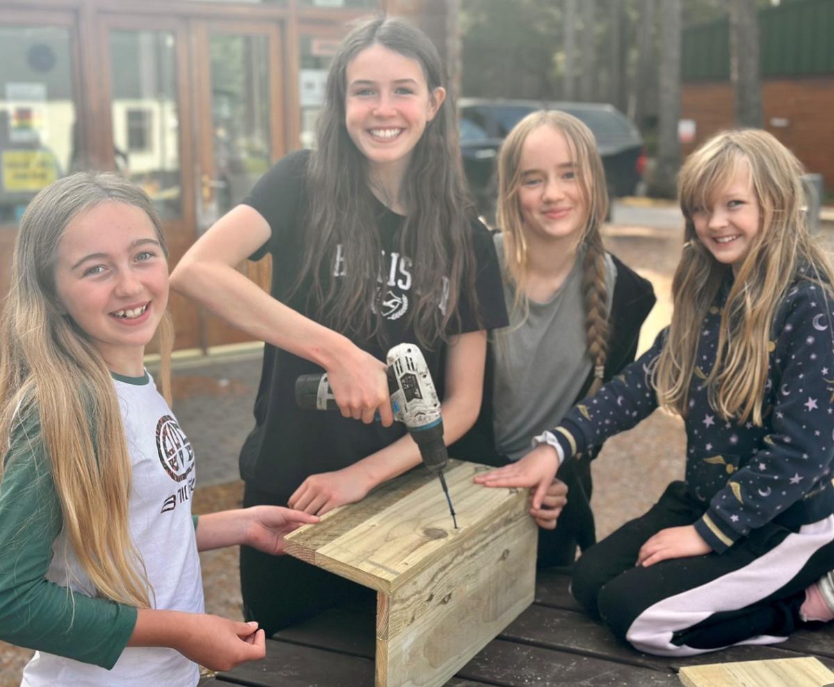 Junior rangers building goldeneye nest boxes