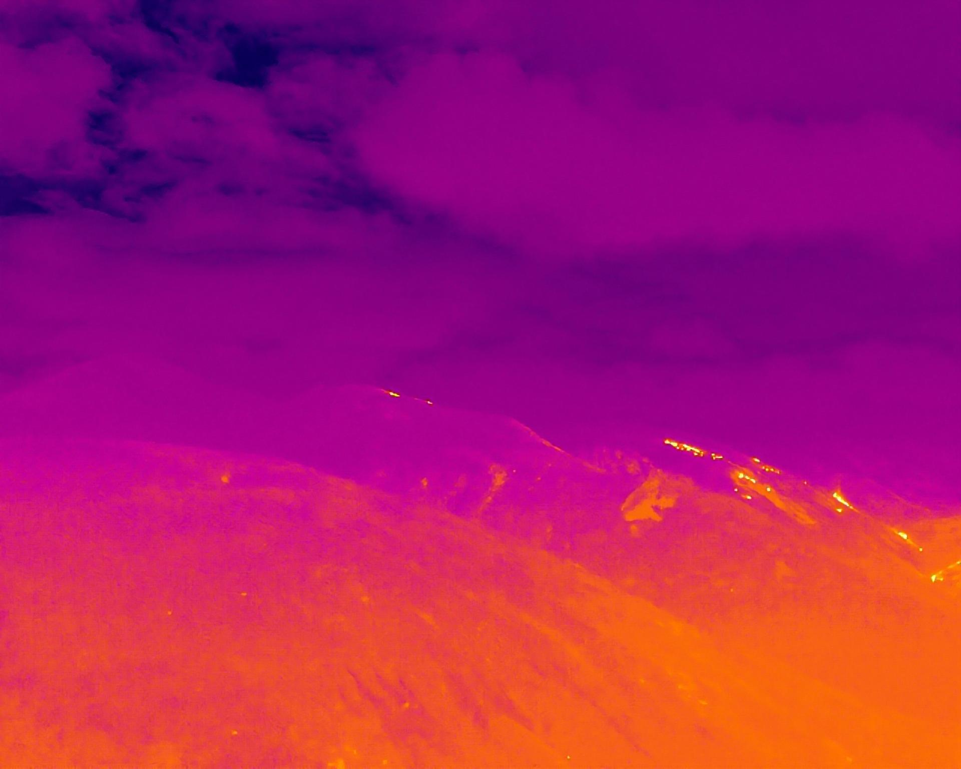 Thermal drone imagery showing heat and hot spots