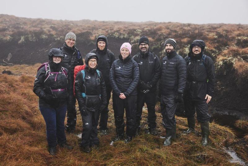Image of the Cairngorms Peatland ACTION team on site on a misty day.