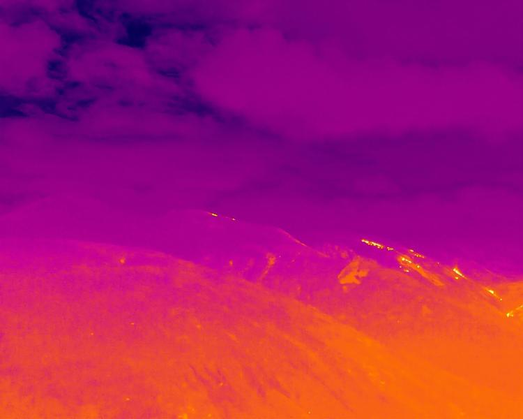 Thermal drone imagery showing heat and hot spots
