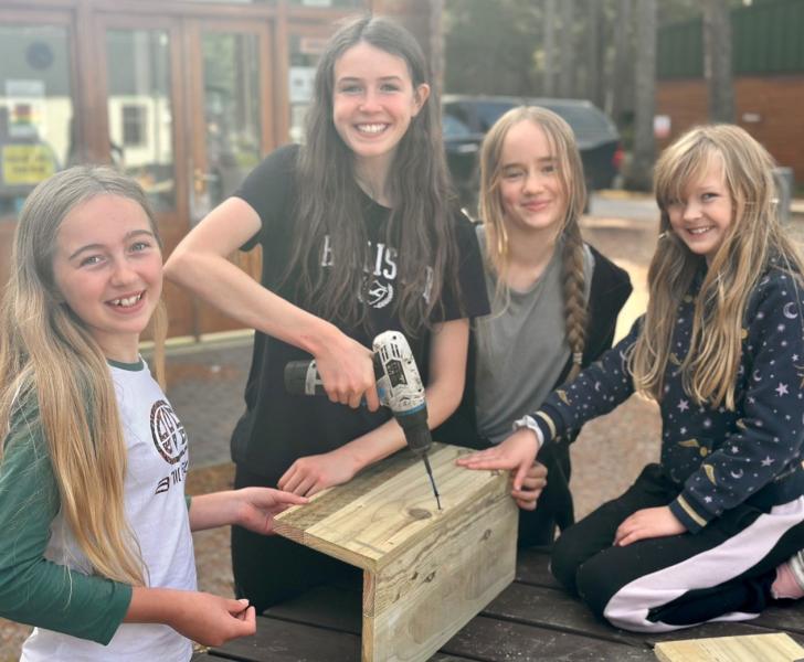 Junior rangers building goldeneye nest boxes