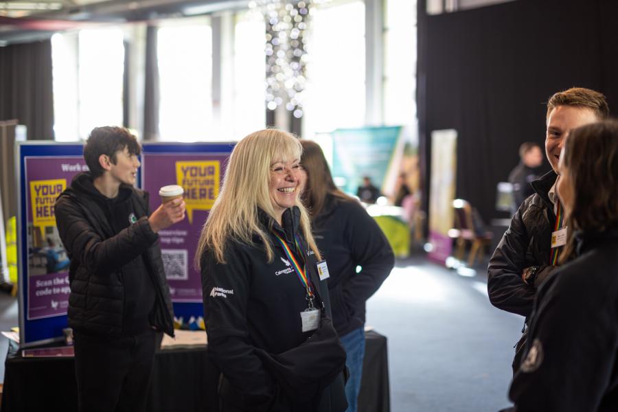 Attendees and exhibitors at the Your Future Here - careers in the Cairngorms event, in partnership with Countryside Learning Scotland and a range of partners.