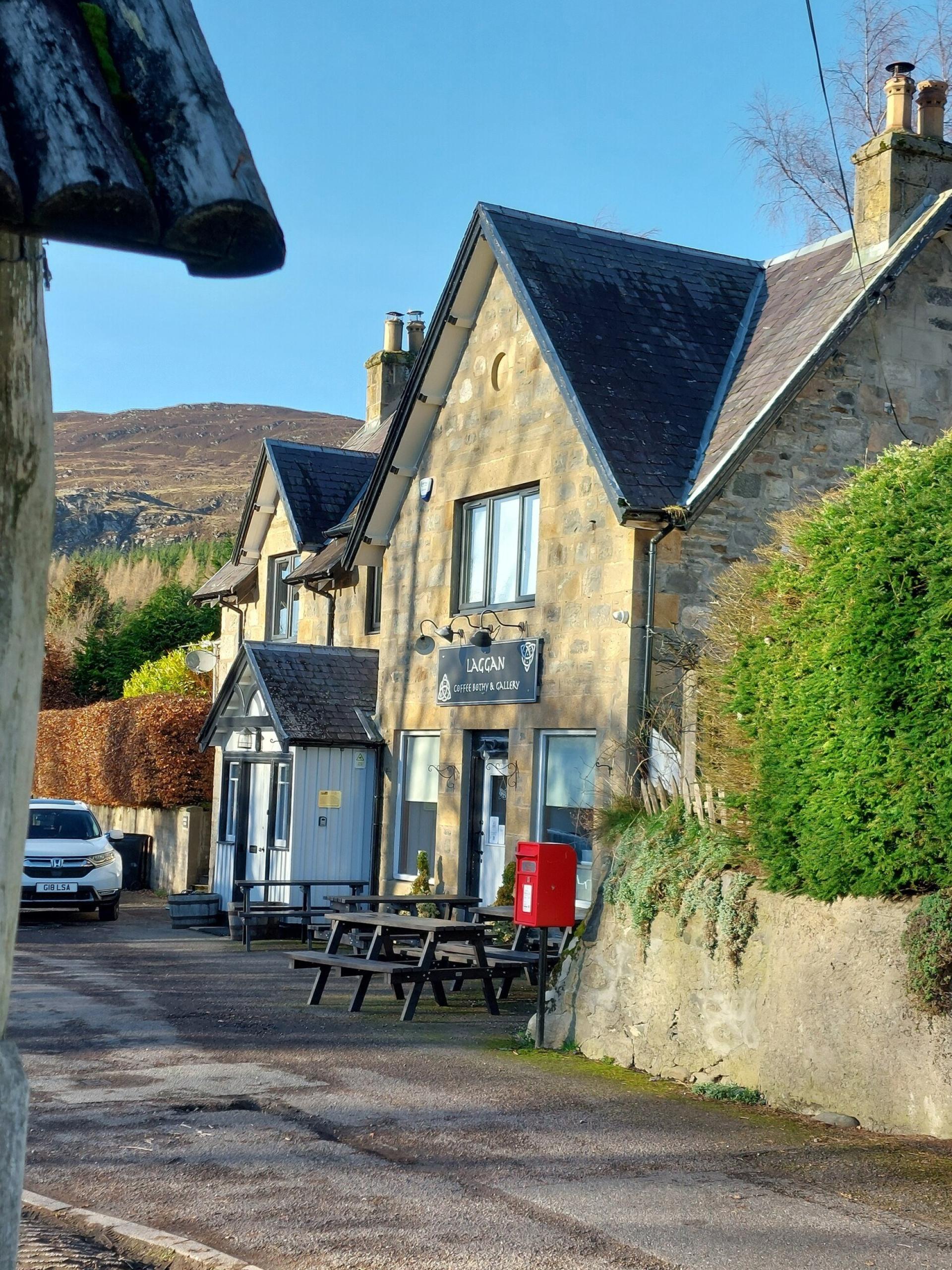 Post box outside the café in Laggan.