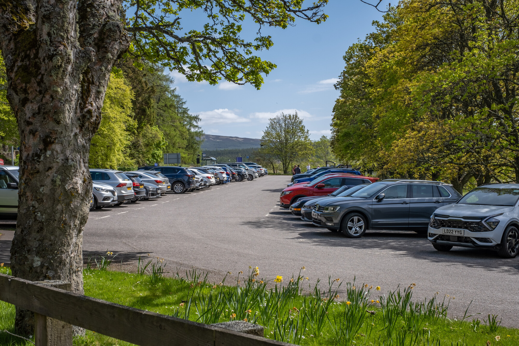 Full car park at Balmoral Castle.