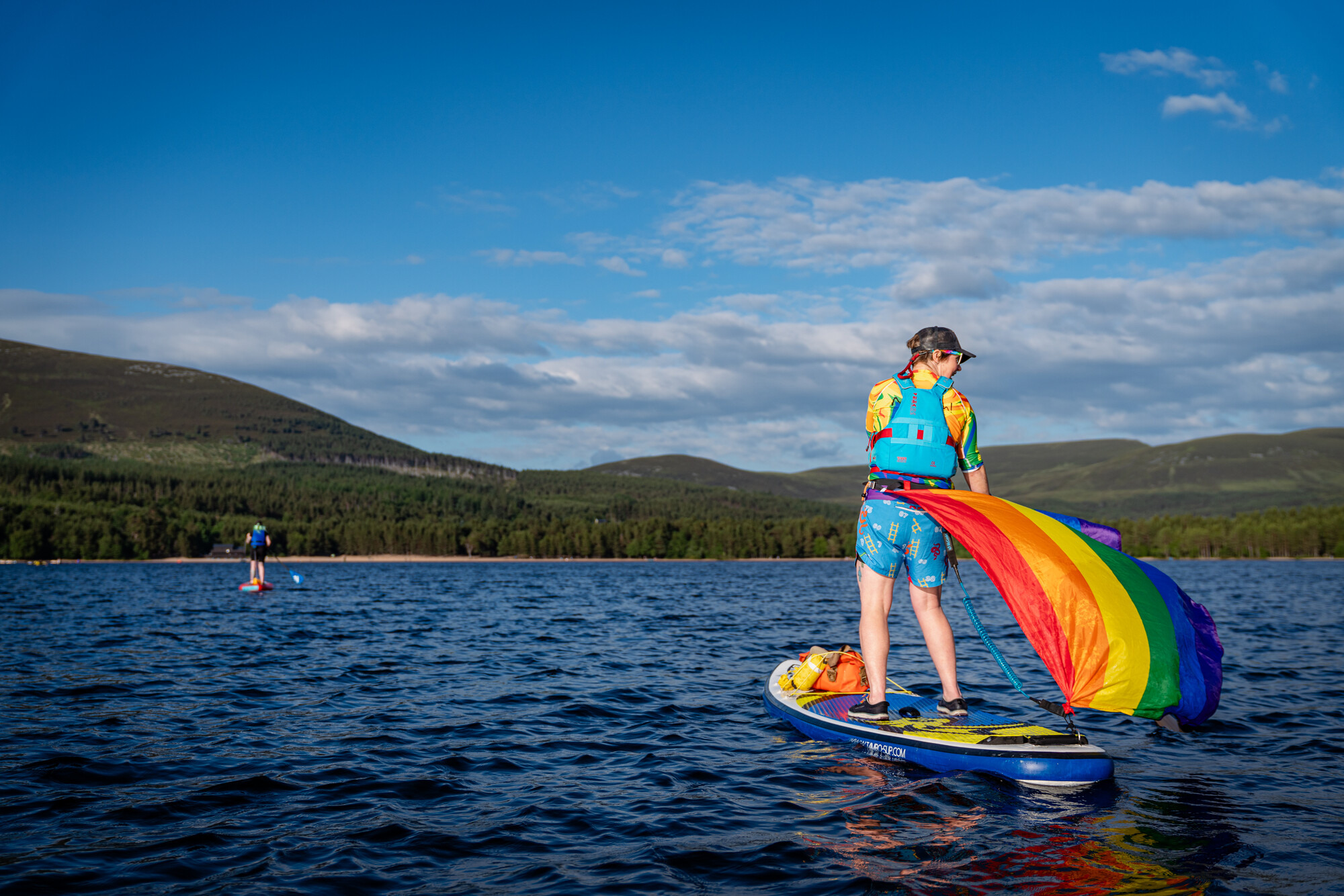 Cairngorms Pride Paddlers celebrate the first Paddle out for Pride event at Loch Morlich