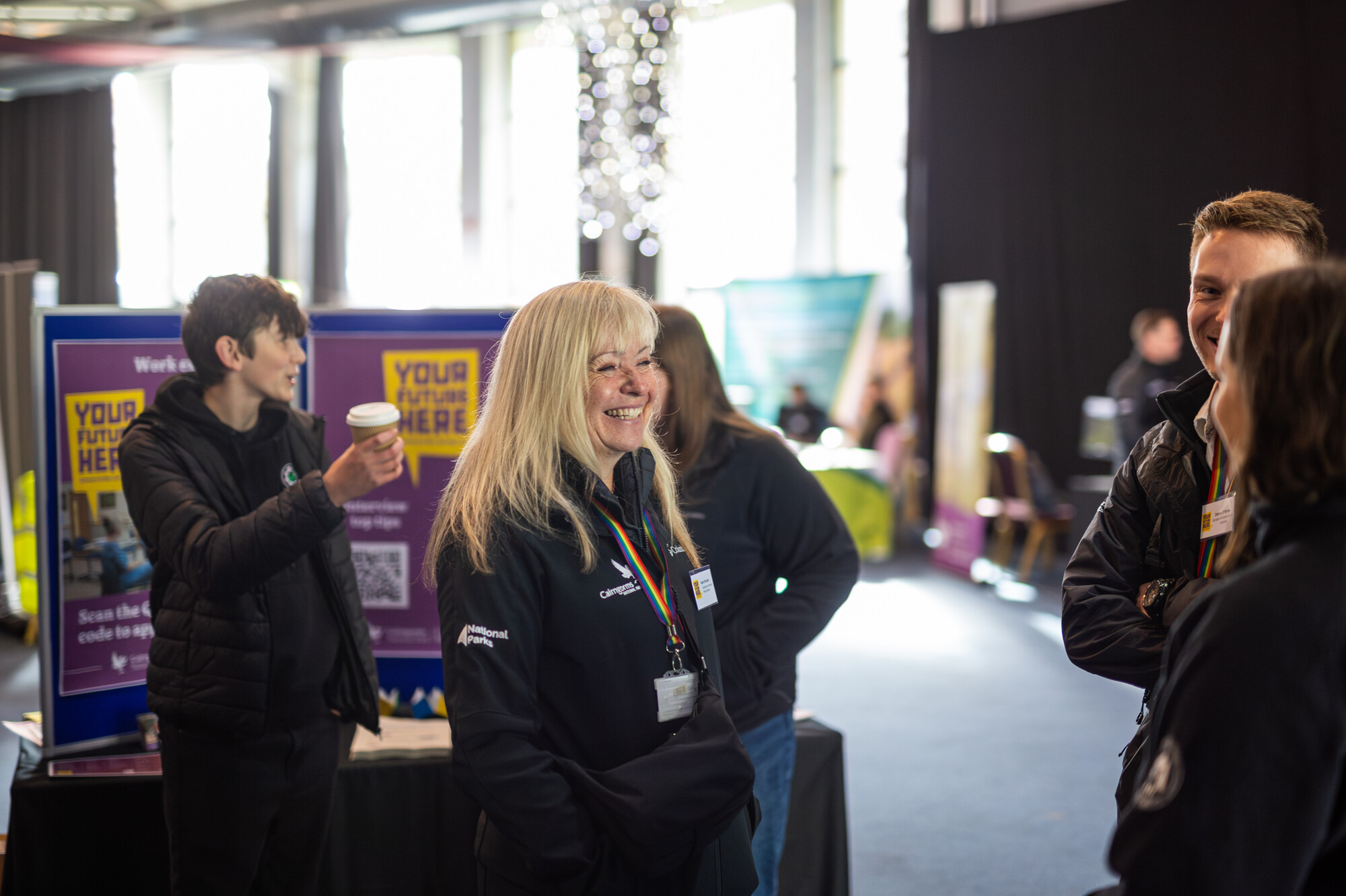 Attendees and exhibitors at the Your Future Here - careers in the Cairngorms event, in partnership with Countryside Learning Scotland and a range of partners.