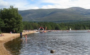 People enjoying water sports at Loch Morlich