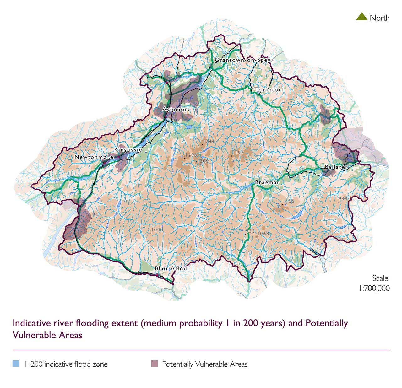 Map showing river flooding