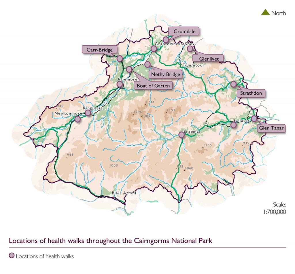 Locations of health walks