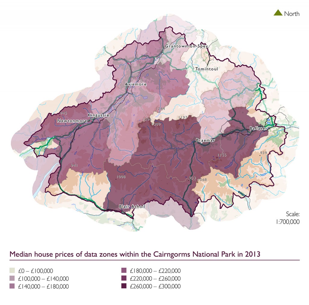 Map showing median house prices