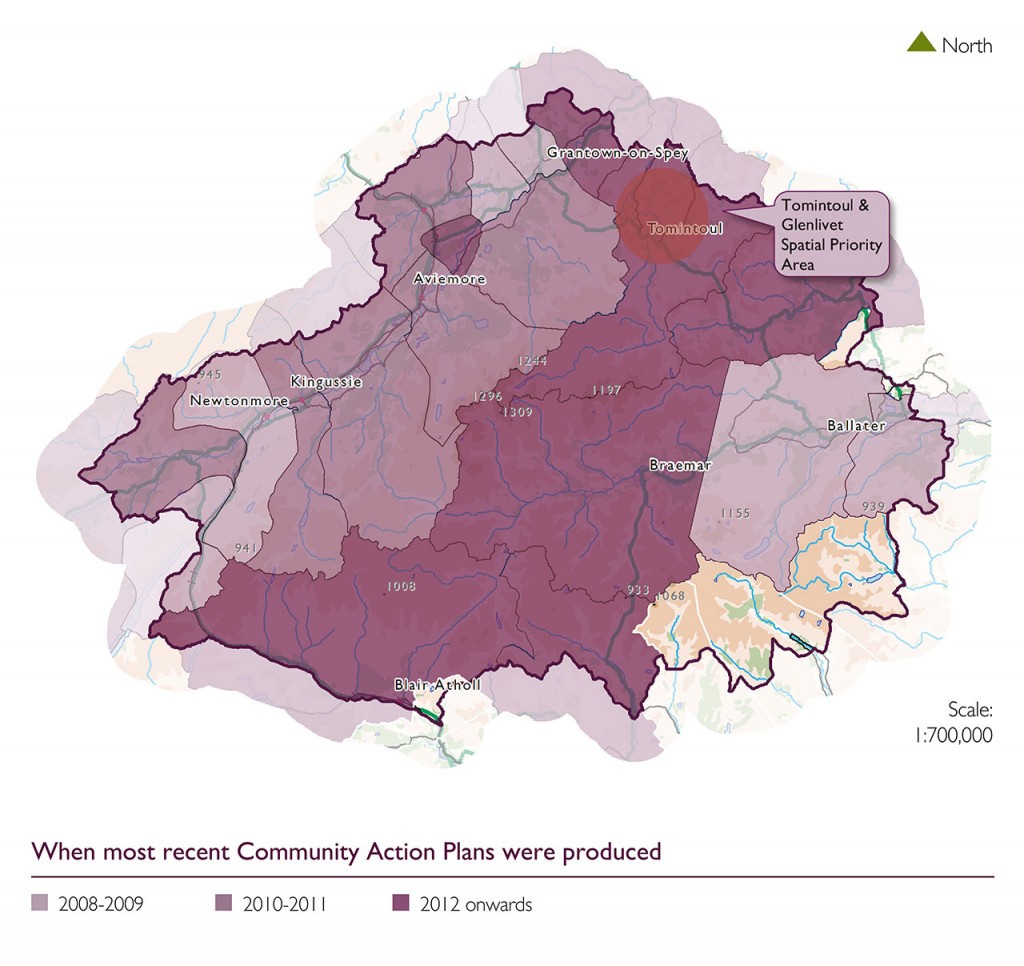 Map showing recent Community Action Plans