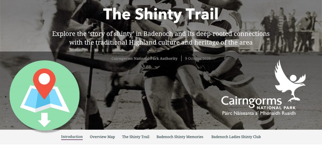 Screenshot of new Shinty Trail app